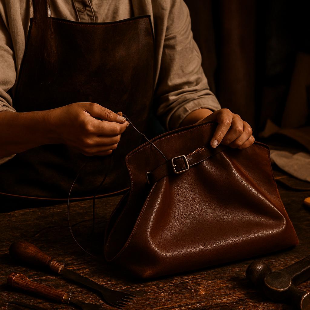 Artisan crafting a white paper leaf by hand